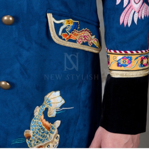 ♥️SOLD NWT Embroidered Duck Velvet Royal Celebrity luxurious Coat. XL - Picture 10 of 15